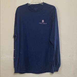 Simply Southern women  Long Sleeve Tee - Navy with Pink Logo SZ L